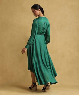 Teal solid dress by RITU KUMAR 4