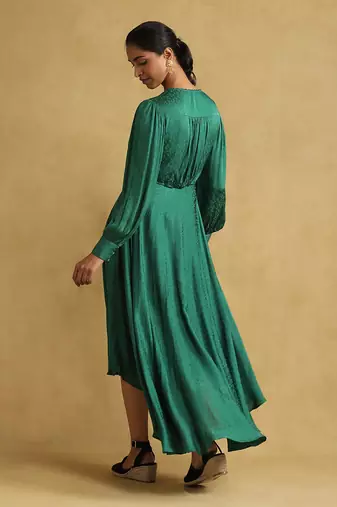 Teal solid dress by RITU KUMAR