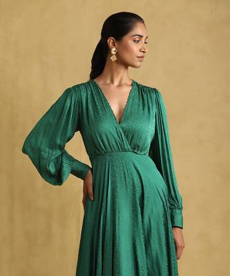 Teal solid dress by RITU KUMAR 5