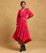 Red solid dress by RITU KUMAR