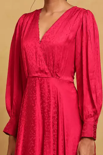 Red solid dress by RITU KUMAR
