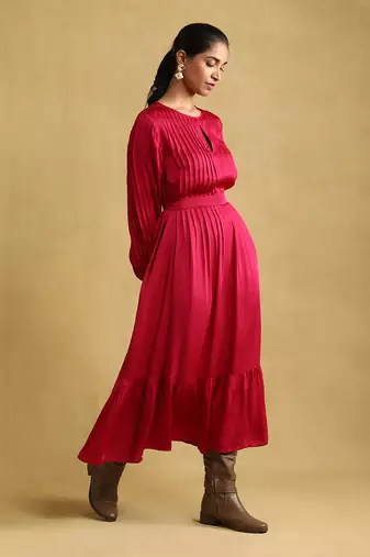 Pink solid dress by RITU KUMAR