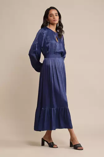 Blue solid dress by RITU KUMAR