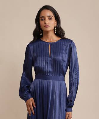 Blue solid dress by RITU KUMAR 5