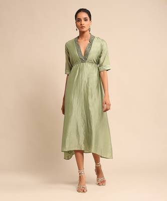Green solid dress by RITU KUMAR 1