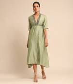 Green solid dress by RITU KUMAR