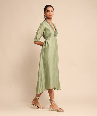 Green solid dress by RITU KUMAR 3
