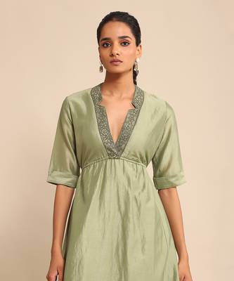 Green solid dress by RITU KUMAR 5