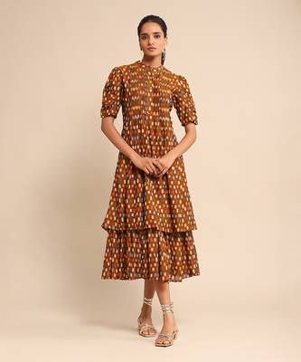 Brown checkered dress by RITU KUMAR 1