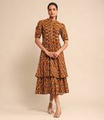 Brown checkered dress by RITU KUMAR