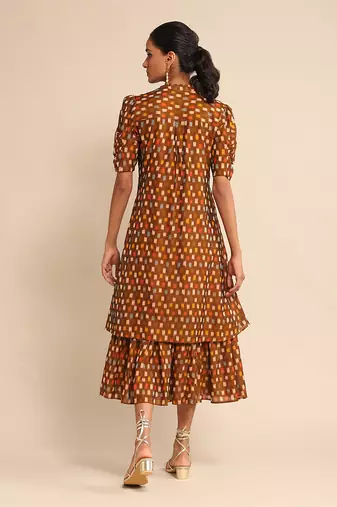 Brown checkered dress by RITU KUMAR