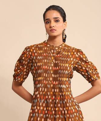 Brown checkered dress by RITU KUMAR 5
