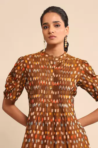 Brown checkered dress by RITU KUMAR