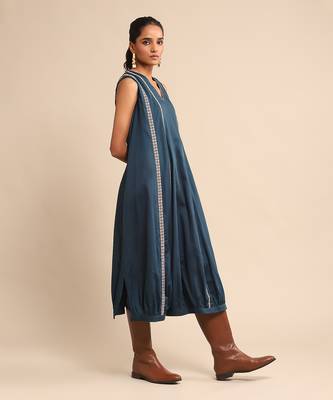 Blue lace insert dress by RITU KUMAR 3