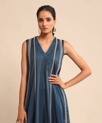 Blue lace insert dress by RITU KUMAR 5