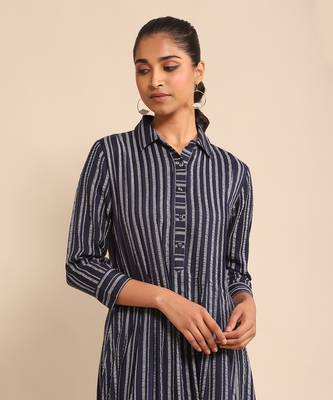 Blue striped dress by RITU KUMAR 5