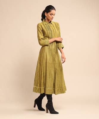 Yellow checkered dress by RITU KUMAR 3