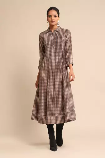 Pink checkered dress by RITU KUMAR
