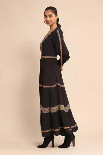 Black embroidered dress by RITU KUMAR
