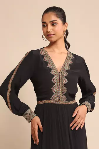 Black embroidered dress by RITU KUMAR