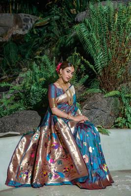 Premium! Masterpiece Handloom All Over Zari Silk Blend Paithani Saree 1