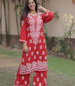 Lucknowi chikankari kurti plazzo set