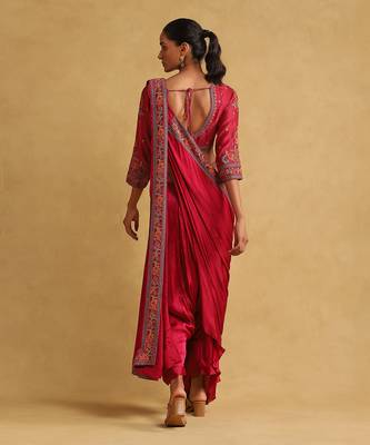 Pink embroidered draped sarees by RITU KUMAR 4