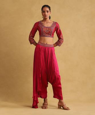 Pink embroidered draped sarees by RITU KUMAR 5