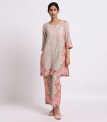 Coffee mocha romance linen kurta set