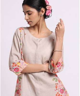 Coffee mocha romance linen kurta set 5