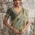Sea green silk heavy thread embroidred with sequince work saree with blouse