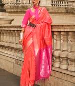 Gajari Soft Silk Handloom Woven Work Saree With Blouse