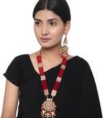 Red Kundan Long Necklace Set