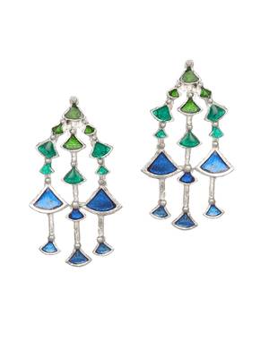 Green and Blue Oxidised Long Necklace Set 3