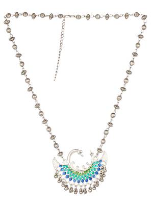 Green and Blue Oxidised Long Necklace Set 5