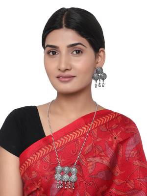 Oxidised Traditional Long Necklace Set 1
