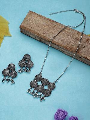 Oxidised Traditional Long Necklace Set 2