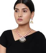 American Diamond Pink and Gold Necklace Set