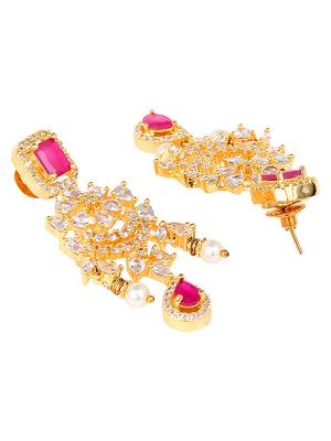 American Diamond Pink and Gold Necklace Set 3