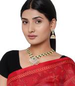 American Diamond Green and Gold Necklace Set