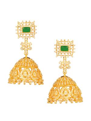 American Diamond Green and Gold Necklace Set 3