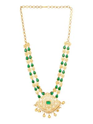American Diamond Green and Gold Necklace Set 4
