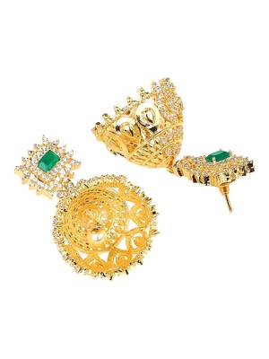 American Diamond Green and Gold Necklace Set 5