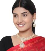 American Diamond Green and Gold Necklace Set