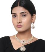 American Diamond Red and Gold Necklace Set