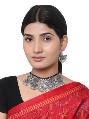 Oxidised Designer Choker Necklace Set 1