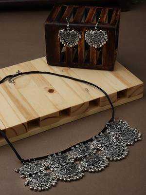 Oxidised Designer Choker Necklace Set 2