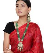 Green Kundan Long Necklace Set