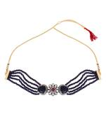 Dark Blue Kundan Choker Necklace Set
