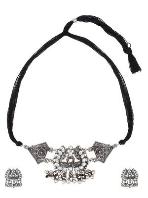 Oxidised Designer Choker Necklace Set 3